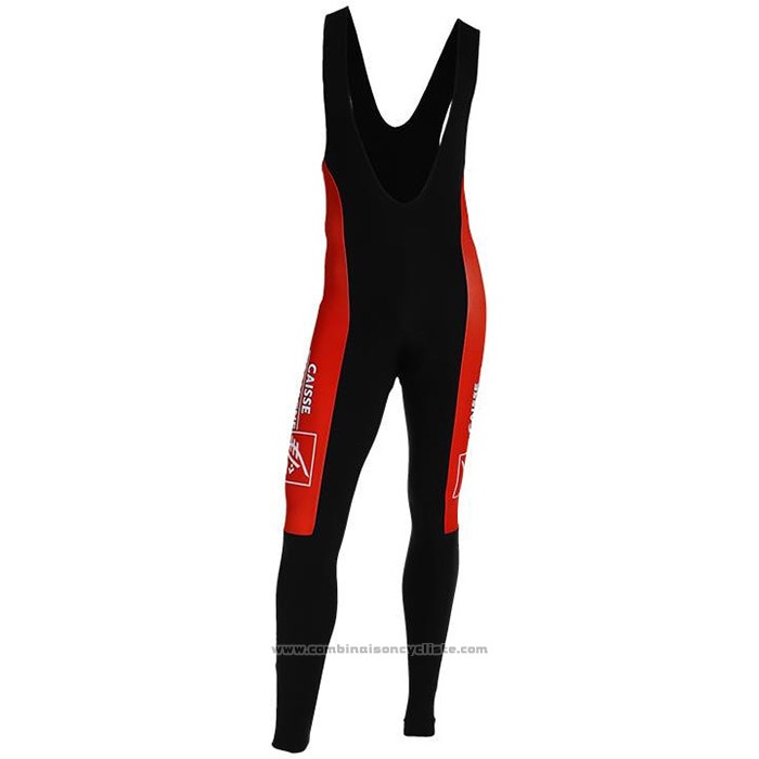 2020 Maillot Cyclisme Caisse d'Epargne Noir Rouge Manches Longues et Cuissard